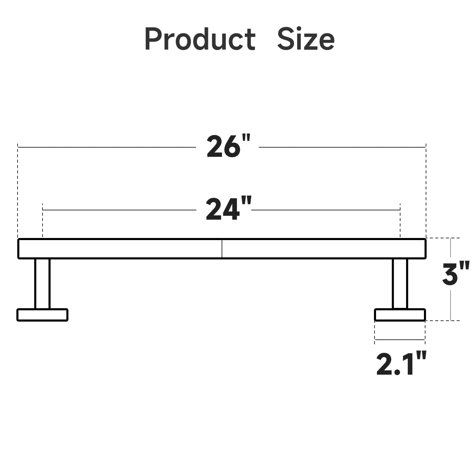 USHOWER Matte Black Towel Bar, 24-Inch Towel Rack for Bathroom Wall Mounted, Thicken SUS304 Stainless Steel Modern Home Decor Towel Rod, Total Length 26-Inch