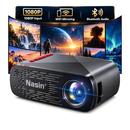 Mini Projector, Nasin Portable Projector with WiFi, Bluetooth, 1080P Input