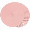 FunWheat Round Braided Placemats Set of 6 Place Mats for Dining Tables Woven Washable Non Slip Table mats 15 inchPink 6pcs