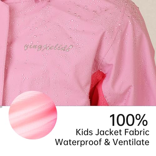 Image of YINGJIELIDE Boys Girls Waterproof Rain Jackets Kids Easy to Fold Windbreaker Lightweight Outdoor Hooded Raincoat