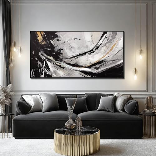 Image of Abstract Framed Wall Decor Vintage Wall Art Neutral Canvas Poster 24 inchx48 inch Large Pictures for Living Room Office Decorations