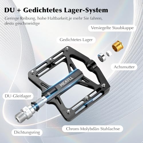 Fahrradpedale, CNC-gefräste Aluminium MTB Pedale mit Cr-Mo-Stahlachse, 306g Extra Breite Rutschfeste Flat Pedale mit Abgedichtete Lager, 9/16\ Pedale Fahrrad für Gravel, Rennrad, Mountainbike,Trekking