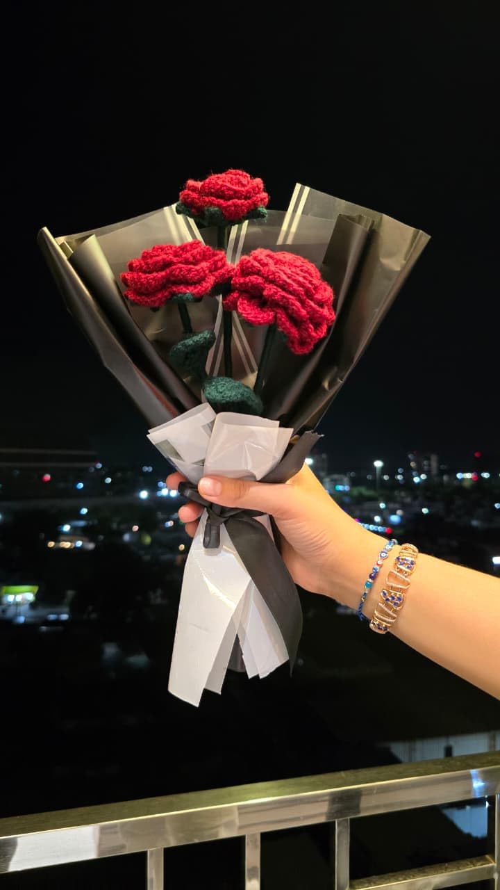 Handmade Crochet Red Rose Bouquet with Personalized Tag – Custom Message Gift | Long-Lasting Knitted Roses for Valentine, Anniversary, Wedding & Birthday-image-42