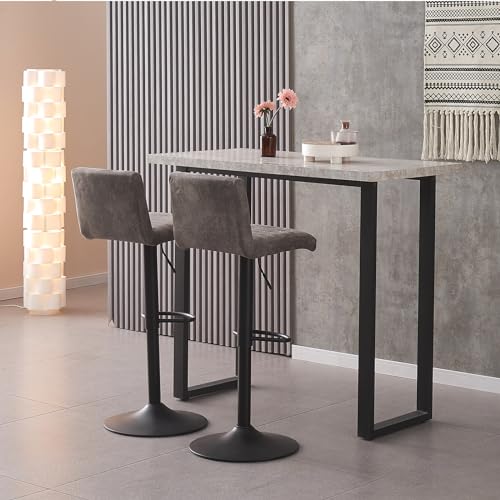 Tabourets de bar gris lot de 2 réglables et pivotants faciles à nettoyer pour espace bistrot - 7