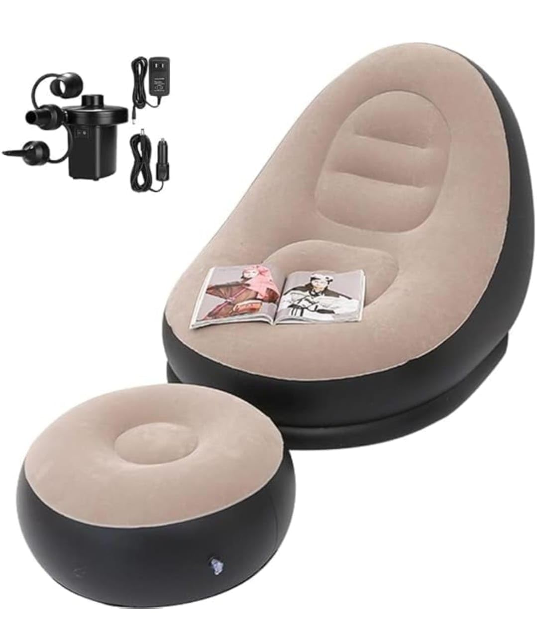 Inflatable Lounge Chair with Footstool and Electric Pump-image-39