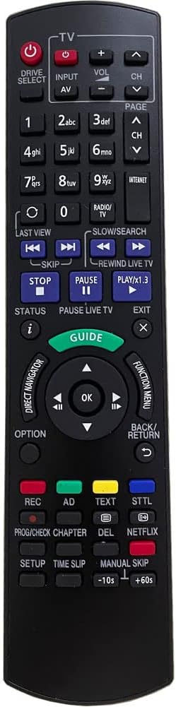 Replacement Panasonic Remote Control N2QAYB000780 for Suitable for Smart TV Compatible with HDD Box RECORDER TV DVD RECORDER IR6 DMR-HW120EB DMR-PWT500EC DMR-PWT530EB