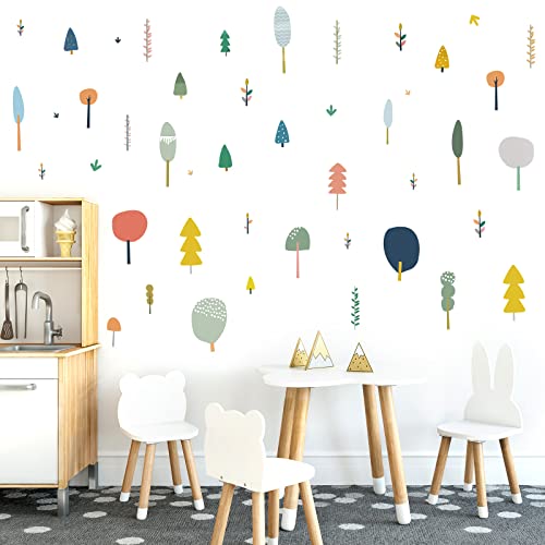Small Woodland Trees Wall Sticker Cute Aesthetic Forest Wall Decals Diy Jungle Tree Wall Sticker Removable Vinyl Window Clings For Nursery Kids Room #TOP18