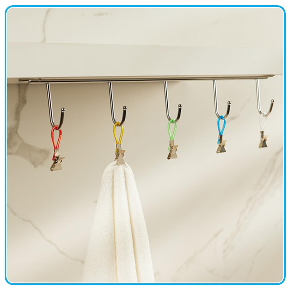 Set 15 Clip Appendi Asciugamano In Metallo - Multicolore Per Cucina E Bagno - Foto 2