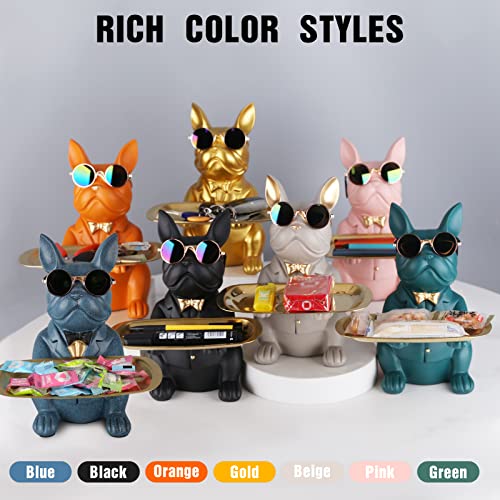 Suruim Resin Bulldog Desk Storage Tray Statue Coin Piggy Bank Storage Animal Sculpture Table Decoration Multifunction Office Home Decor Coin Piggy Bank Storage (Black) #TOP1