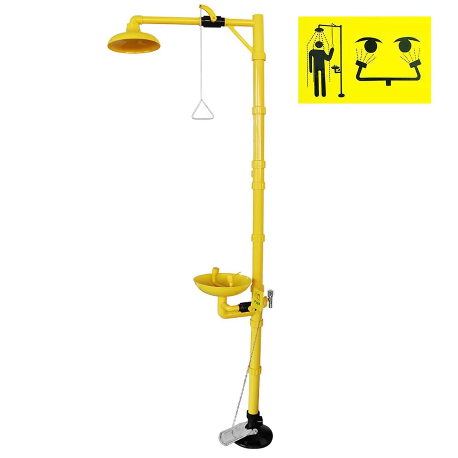 Estación de ducha de lavado de ojos, kit de seguridad de emergencia para uso industrial y de laboratorio, solución combinada aprobada por OSHA para seguridad ocular y corporal