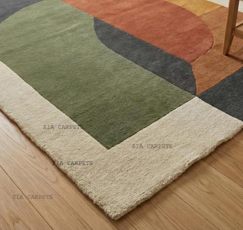 Image of zia carpets Hand Tufted Woollen Modern Collection Bedroom & Living Room Carpet Size 5 X 7 Feet