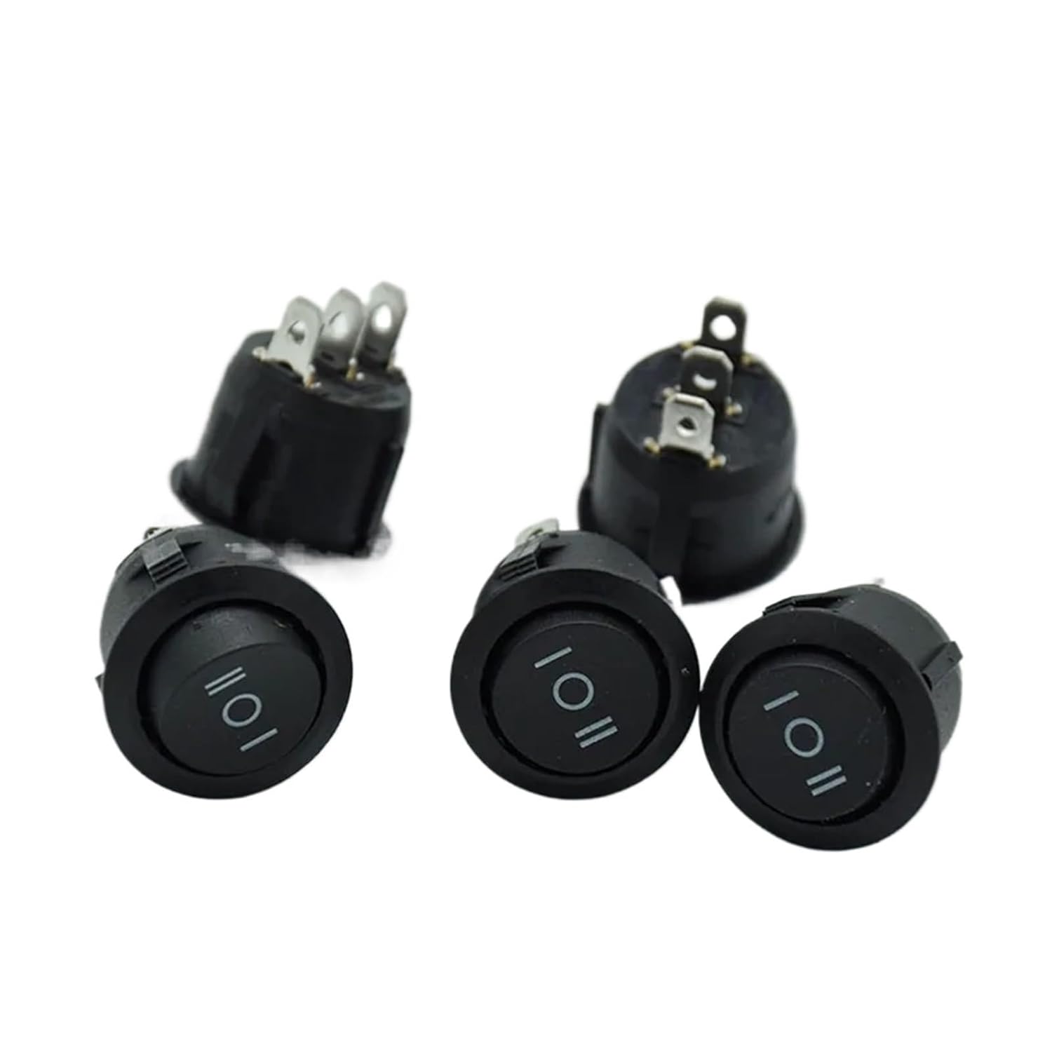 5Pcs ON/Off/ON 3 Position 3Pin SPDT Round Boat Rocker Switch 6A/250V 10A/125V AC Hopping