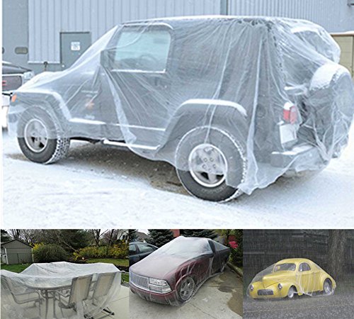 FAMI Transparent Disposable polythene Car Cover –Waterproof/Dustproof/Rainproof/Stain-Proof/ - for All Cars and Also Furniture (Large)