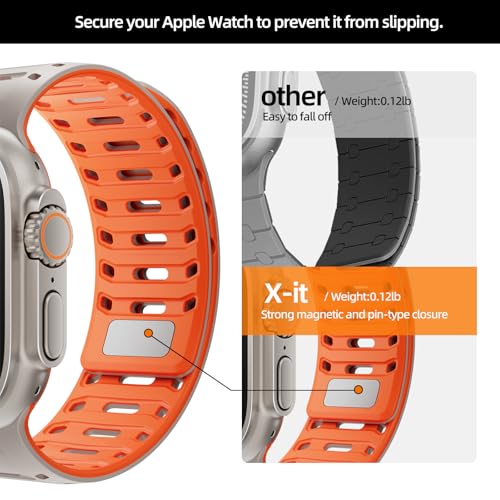Image of X-it Magnetic Watch Band for Apple Watch Ultra 49mm, 46mm /45mm /44mm, Silicone Sport Strap with Strong Magnet for Men and Women, Compatible with Apple Watch Series 11 /10 /9 /8 /7 /6 /5 /4 /3 /2 /1 and SE