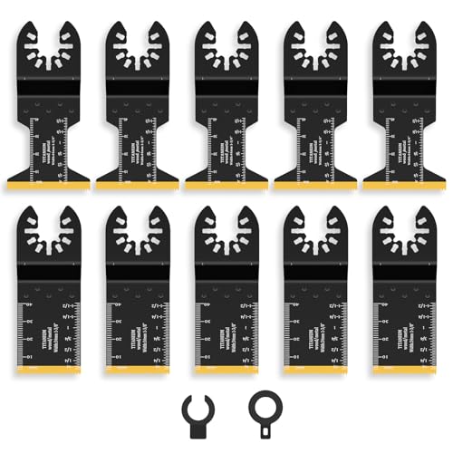10 Piezas Hojas de Sierra Oscilante 34/44mm Titanio Bimetálica Cuchillas Multiherramienta Alta Dureza Corte Preciso Accesorios Multiherramienta para Cortar Madera Metal Clavos