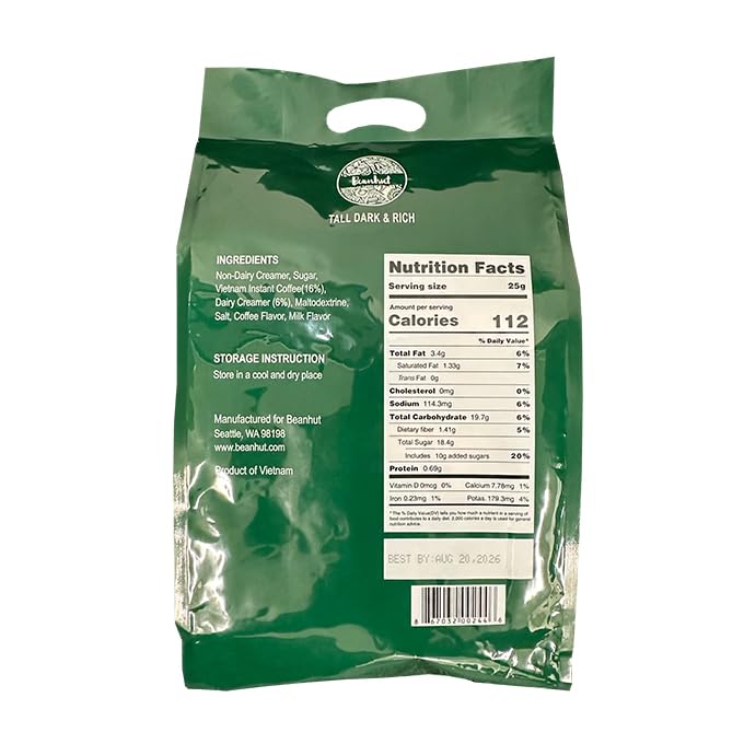 Beanhut Vietnamese Latte Instant Coffee, 80 Sticks(25g Each)