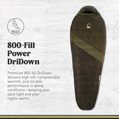 Image of Sierra Designs Cloud 20 Degree DriDown Sleeping Bag Ultralight Zipperless Down Sleeping Bag for Backpacking and Camping