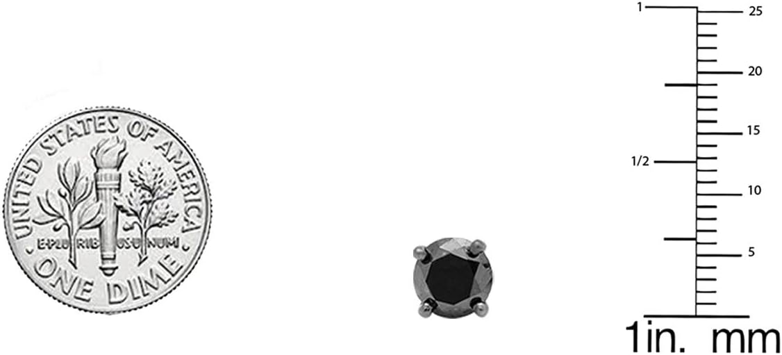 Dazzlingrock Collection Round Black Natural Diamond Women Stud Earrings, 14K White Real Solid Gold