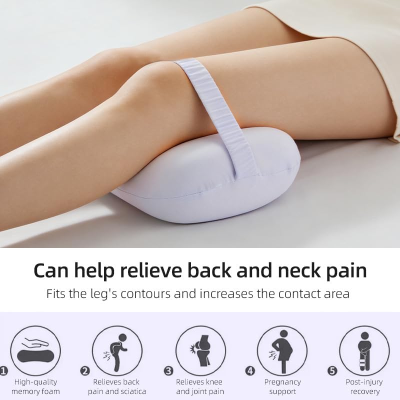 Side-Sleeping Knee Pillow Made of Soft Memory Foam with Pressure-Free Design. It Effectively Eases Discomfort in Knees and Legs and Relieves Sciatica Pain. Ideal for Pregnant Women