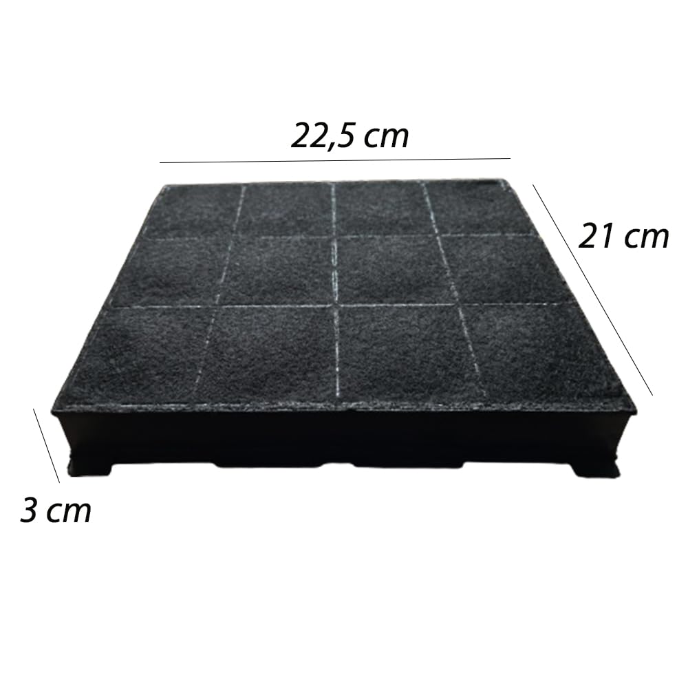 Filtr do okapów śmigłowych | Filtr węglowy kompatybilny z okapami śmigłowymi | Część zamienna do okapów kuchennych Wymiary 22,5 x 21 x 3 cm