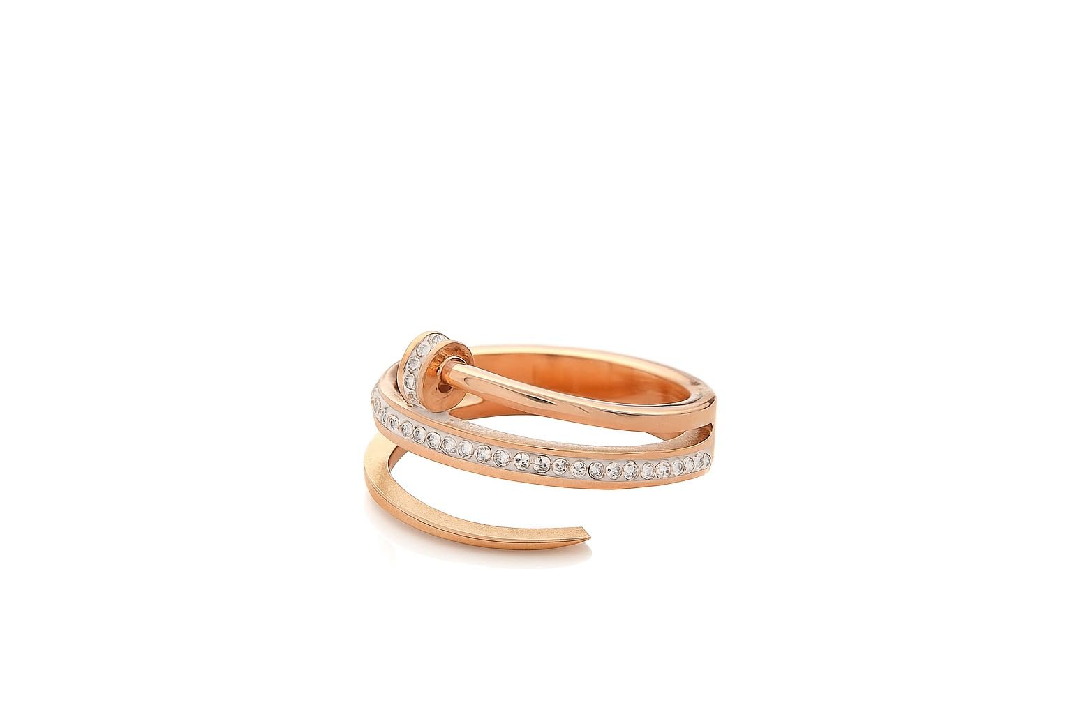 gc premium jewellery Modern Rose Gold Plated Nail Shaped Ring with Sparkling Diamonds-picture-12