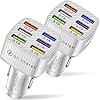 Amiss Car Charger Adapter, 6 USB Multi Port, Fast Charger, Include QC 3.0 and 5 Other Ports, Car Interior Accessories, Fit for iPhone 13/12/11/pro, Samsung Galaxy/Note S10/S9/S8 – White（2PCS）