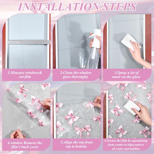 Vinilo Decorativo Para Ventana Bow Rosa 3D 42x200 cm miniatura 3