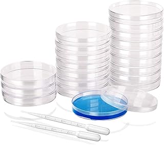20 Pieces Petri Dishes with Lid and Transfer Pipettes for Scientific Experiment, 90 x 15mm Clear Plastic Petri Dishes Set