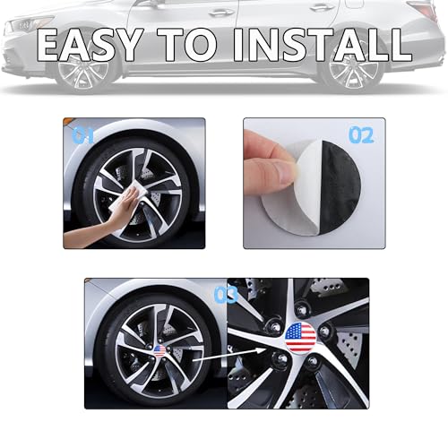 4PCS Wheel Center Caps Stickers with American Flag Design,Car Decorations 56mm Center Caps for Rims,Automotive Exterior Accessories Waterproof Wheel Hub Cap for Car Truck SUV (Black/Red)