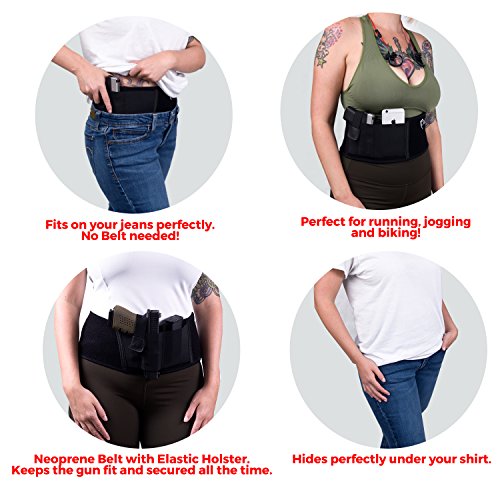 Concealed Carry Belly Band Holster ✮ Neoprene Waist Band System ✮ Iwb Holder ✮ Free Zip Wallet Included ✮ Fits Up To 45” Waist ✮ For Men And Women (Left-Handed) #TOP6