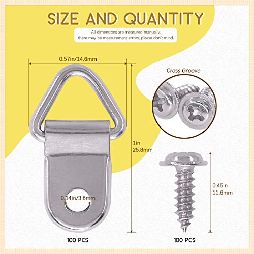 Rustark 110Pcs Small Triangle Ring Picture Hangers Frame Hanging Hangers Single Hole With Screws For Wooden Frame And Cross Stitch #TOP1