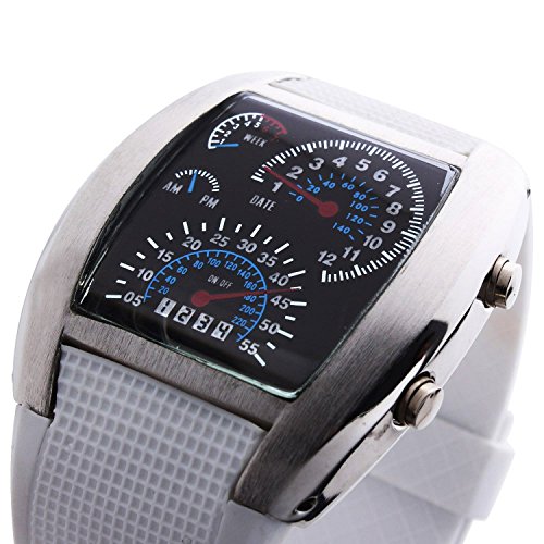 MASTOP Silicone Rubber Band Blue Binary DOT Unisex LED Wrist Watch2