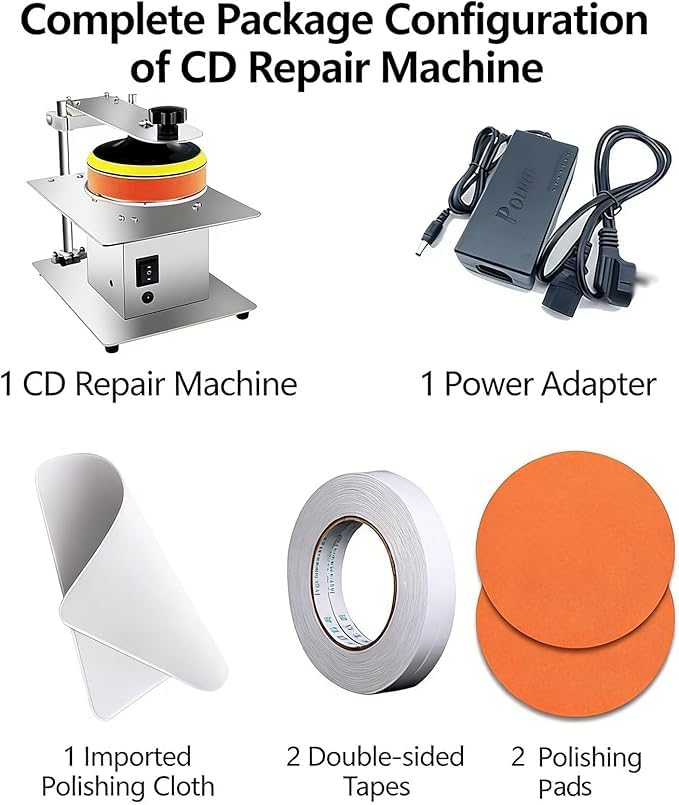 DVD/CD Disc Reparatur und Poliermaschine mit 7-Gang-Steuerung und Edelstahlgehäuse für effektive Kratzerentfernung und Datenwiederherstellung
