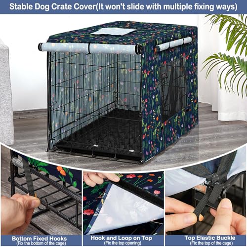 Bienbee Dog Crate Cover, 30 inches Windproof Crate Covers for Dog Cages Breathable Dog Kennel Cover Double Sided Zipper Dog Cage Cover for Wire Dog Cage Indoor Outdoor Protection - Image 5