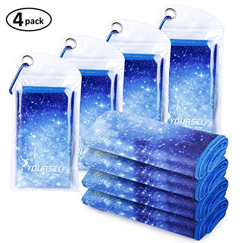 SYOURSELF 4 Pack Cooling Towels for Instant Relief-Cool Bowling Fitness Yoga Towel-40 x12