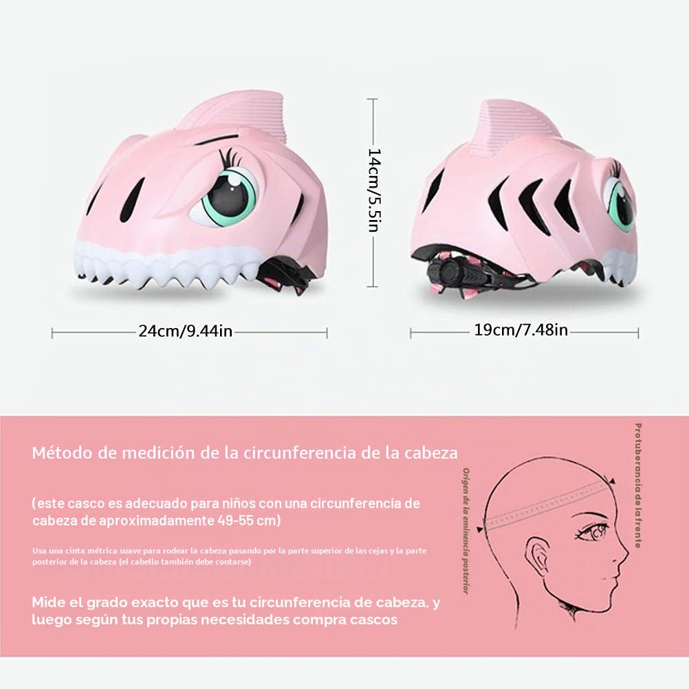 Casco de Ciclismo para Niños, Lindo Casco de Tiburón, Casco de Bicicleta para Niños de 3, 4, 5, 6, 7 y 8 Años, Casco de Patineta, Casco de Scooter