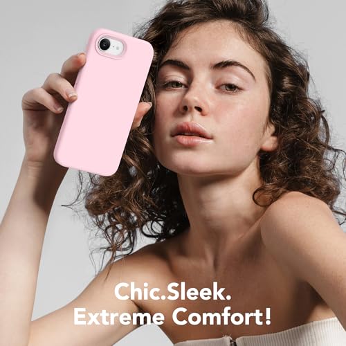 Image of Magnetic for iPhone 17e /iPhone 16e Case, Compatible with MagSafe, [Soft Anti-Scratch Microfiber Lining] Slim Silicone Shockproof Protective Phone Case for iPhone 17e /16e 6.1 inch, Chalk Pink