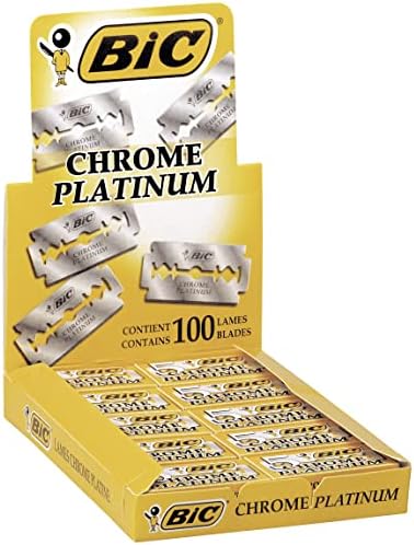 50 BIC Double Edge Razor Blades Chrome Platinum