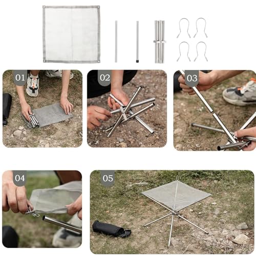 Portable Outdoor Fire Pit, Steel Mesh Camp Fire Pit for Wood Burning, Folding Firepit Fireplace with Carrying Bag for Camping, Campfire, Patio, and Garden (42 * 42 * 34cm) - Image 5