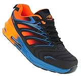  Roadstar Neon Turnschuhe Sneaker Sportschuhe Unisex Boots 095, Schuhgröße:43, Farbe:Schwarz/Orange/Blau