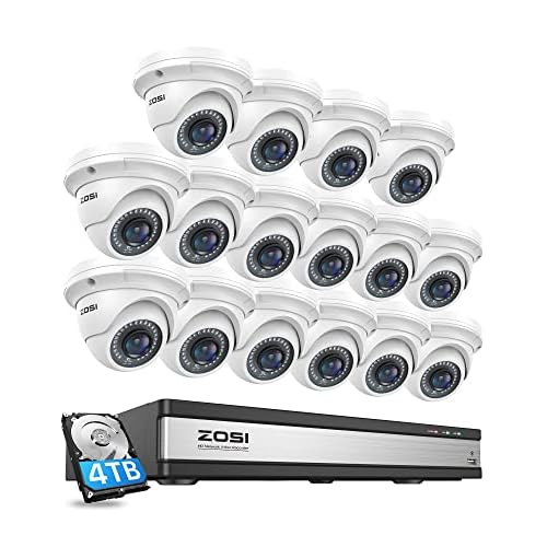ZOSI 16 Channel 4K POE Security Camera System,16 x 5MP PoE Dome Camera,4K 8MP 16CH NVR with 4TB HDD for 24/7 Recording