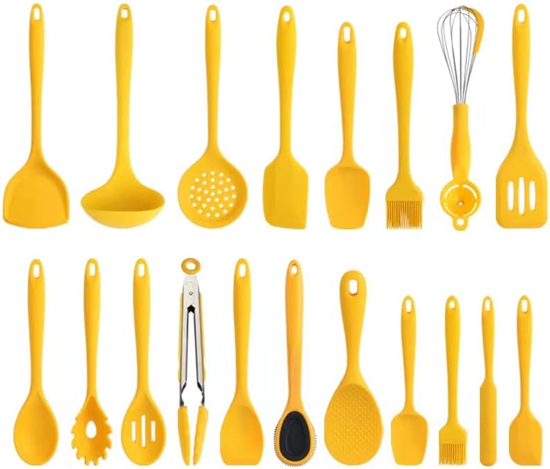 Juego de utensilios de cocina, juego de 19 utensilios de cocina de silicona, juego de espátulas de cocina de silicona resistentes al calor, juego de