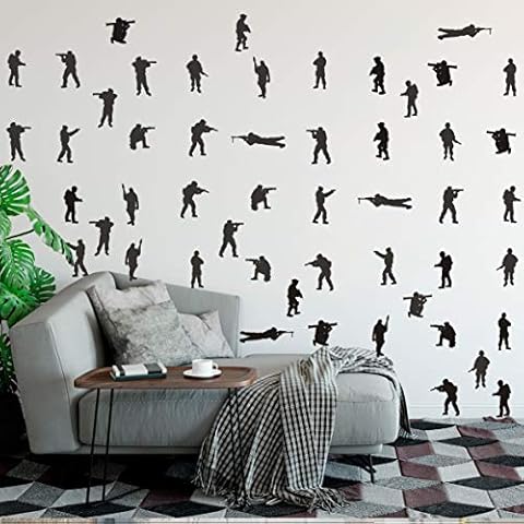 YOYOYU ART HOME DECOR 48 pcs/Set Army Wall Decors Vinyl Decals AM158 (Black) Cover