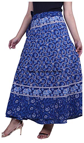 Indian Wrap Around Long Skirt 100% Cotton Jaipuri Printed Mandala Free Size for Women Thanksgiving Gift4