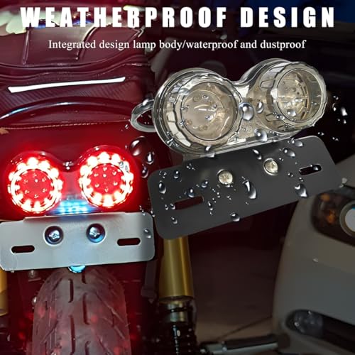 Image of Wevdn 40-LED 40W Motorcycle Tail Light, Integrated Running 40 LED Brake Stop Light with License Plate Bracket, Turn Signal Lamp Tail Light for Motorcycle Street Bike Cruiser (Black)
