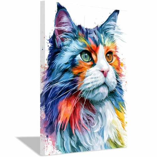 Art des chats arc-en-ciel peinture murale d'art de luxe encadrée