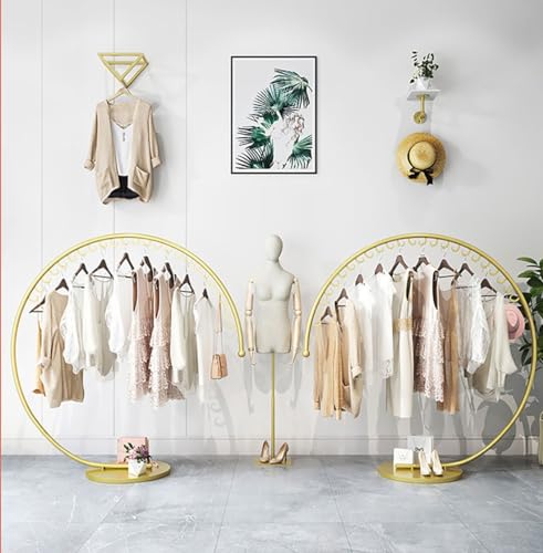Portant à vêtements en C luxueux doré pour showroom