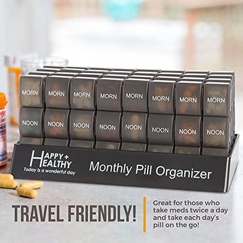 Monthly-Pill-Organizer-AmPm-Daily-Pill-Organizer-32-Compartments-for-Each-Day-Pill-Dispenser-and-Dispenser-Caddy-BS0829J-New-Monthly-Black-Morn-noon-eve