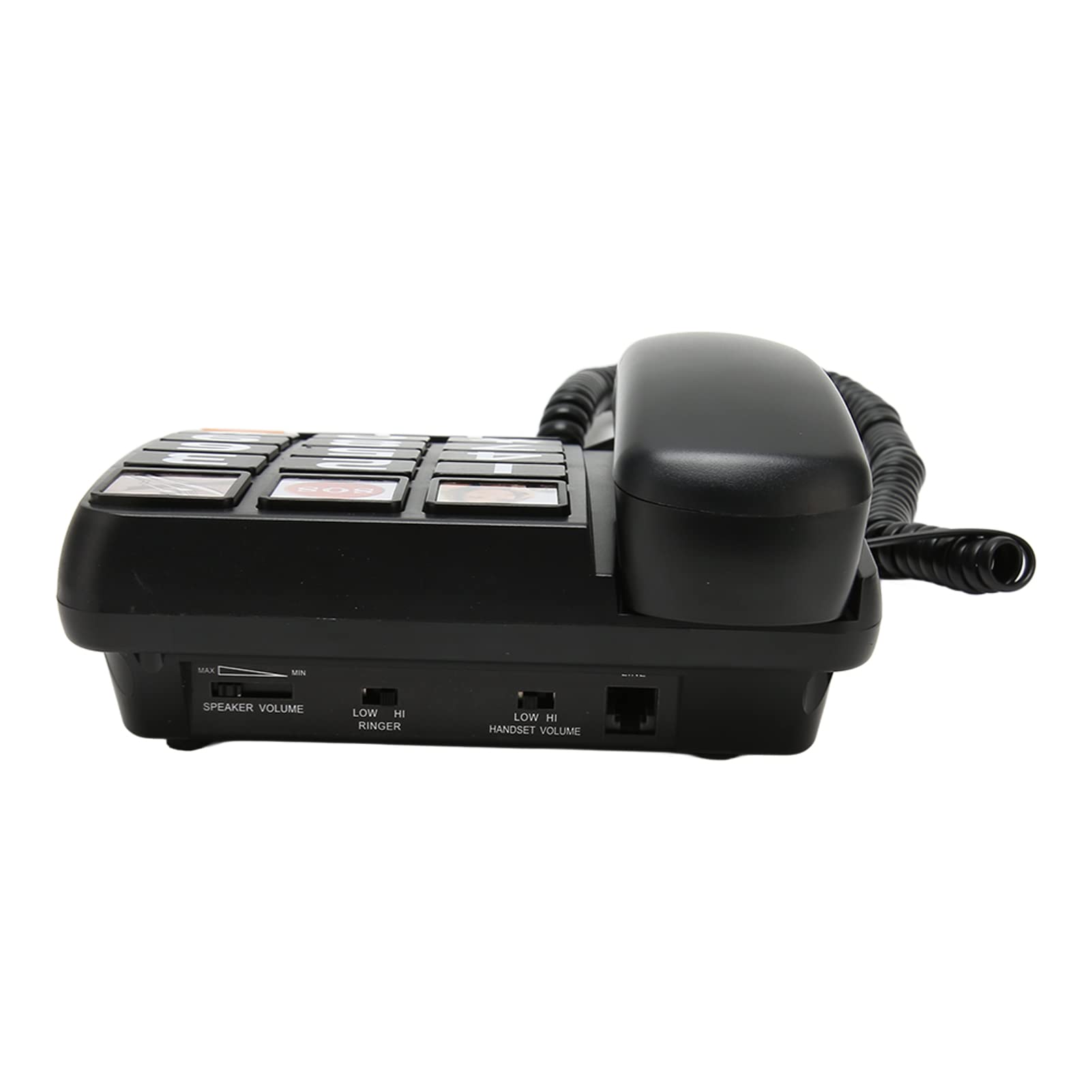 Teléfono con Botones Grandes para Personas Mayores, Teléfono Fijo con Cable, Marcación con un Toque para Personas con Discapacidad Visual, Altavoz para Personas con (Negro)