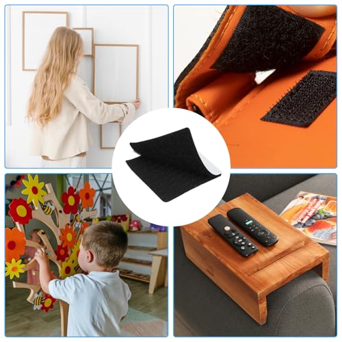 Image of PATIKIL 2x2 Inches Hook and Loop Dots, 16 Sets Nylon Blend Square Self Adhesive Tape Strong Sticky-Back Fasteners Double-Sided Adhesive Strip for Office Home Crafting, Black